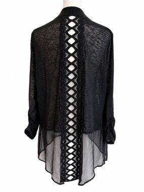 august silk Black Sheer Open-Front Women's Cardigan